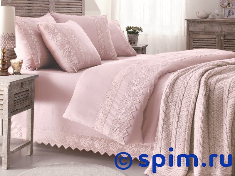 Постельное белье Gelin Home с пледом, Erguvan темно-розовый Евро-стандарт